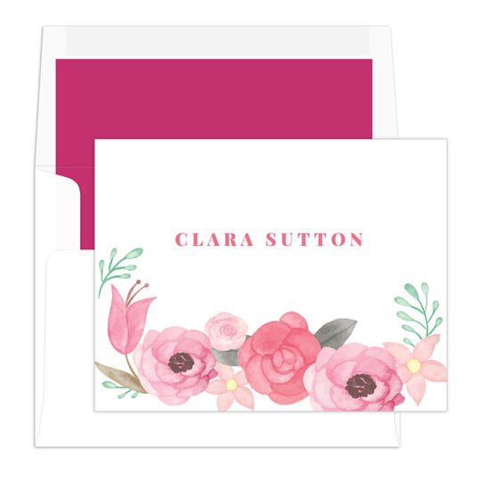 Watercolor Blossoms Folded Note Cards